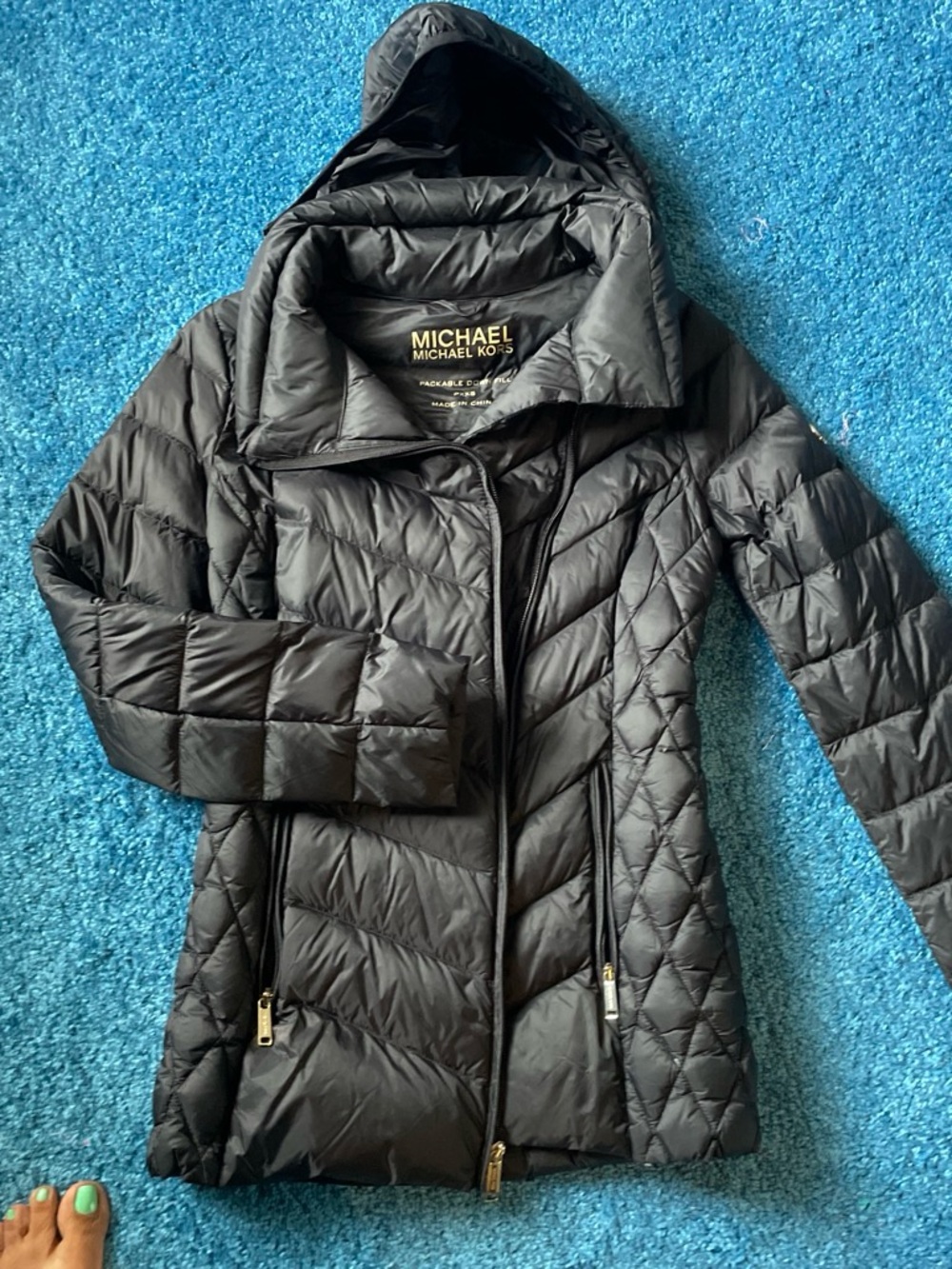 Michael Kors Black Quilted Hooded Packable Puffer Coat